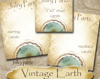 VINTAGE EARTH Series 1•Custom Tags•Labels•Earring Display•Clothing Tags•Custom •Boutique Card•Tags•Custom Tags•Custom Labels