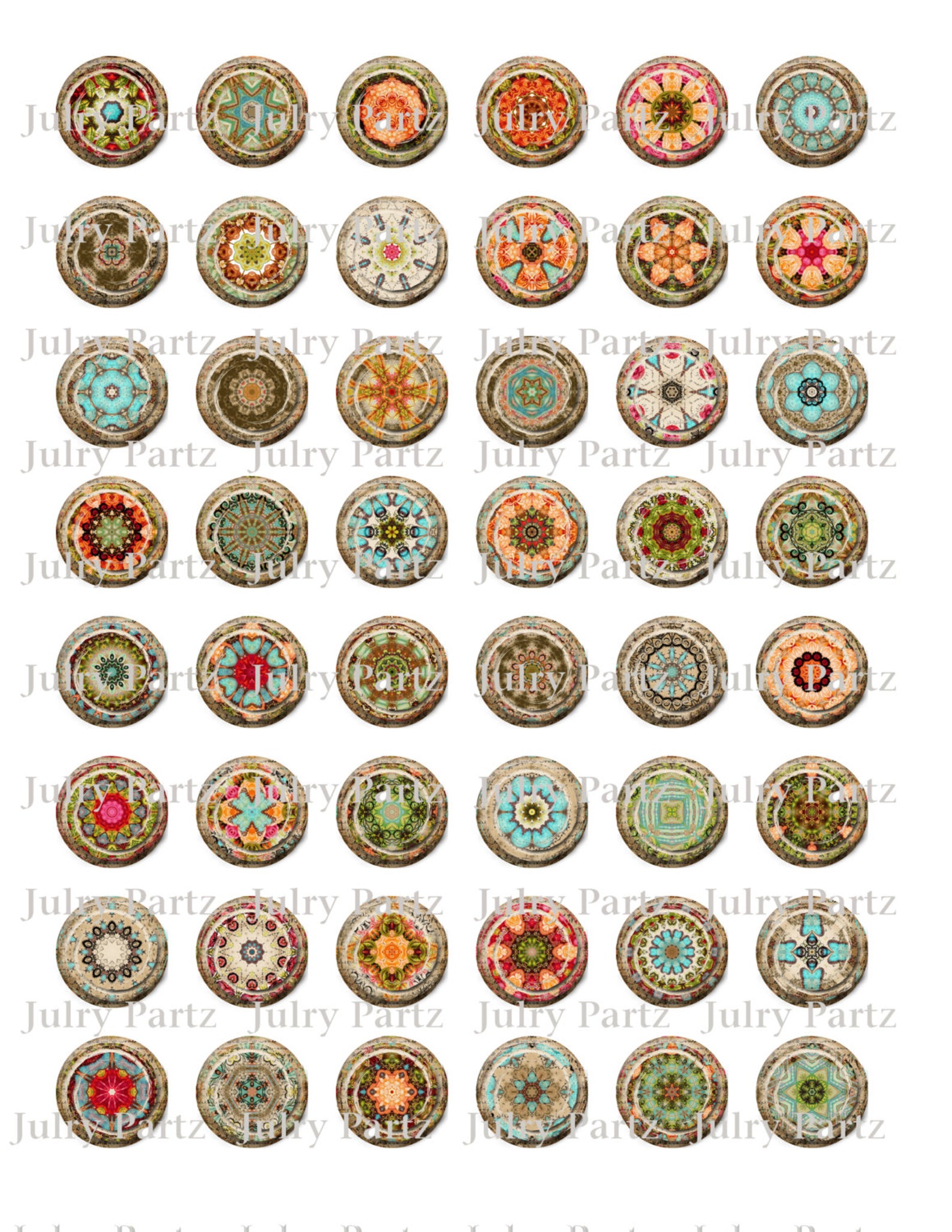 MOROCCAN RELICS 1x1 Circle Tiles Printable Digital Images - Etsy