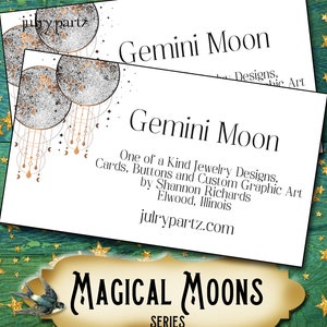 GEMINI MOON Business Cards•Designer Card Collection•Custom Business Cards•Custom Cards •Custom Calling Cards•Design 3