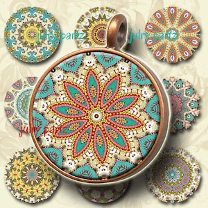 PAISLEY CHIC, imágenes redondas de 1x1, imágenes digitales imprimibles, tarjetas, etiquetas de regalo, calcomanías, fichas de Scrabble, imanes, estilo suroeste, junk gypsy