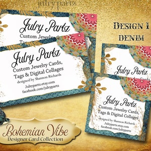 BOHEMIAN VIBES Business Cards•Designer Card Collection•Custom Business Cards•Custom Cards •Custom Calling Cards•Design 1 Denim
