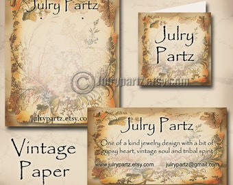 VINTAGE PAPER #2•Earring Cards•Jewelry Cards•Earring Display•Earring Holder•Business Card•Custom Earring Card•Jewelry Tag