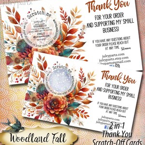 WOODLAND FALL #4 • Hors-texte de remerciement à gratter 2 en 1• Carte de visite personnalisée• Carte d'achat• Hors-texte de l'emballage• Carte de visite personnalisée•