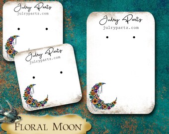 FLORAL MOON #8 •Custom Tags•Earring Display•Clothing Tags•Custom •Boutique Card•Tags•Custom Tags•Custom Labels • Custom Jewelry Cards