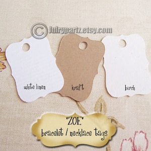 50•Mini ZOE•Hang Tags•.75x1.25 inch•Necklace Tags•Bracelet Tags•Price Tags