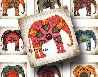 TEMPEST•1x1 Elephant Images•Printable Digital Images•Cards•Gift Tags•Stickers•Magnets•Digital Collage Sheet