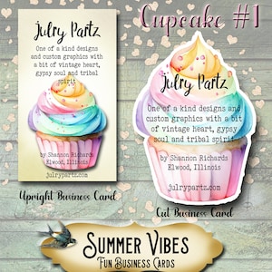 Tarjetas de presentación estilo CUPCAKE #1 de Summer Vibes • Colección de tarjetas de diseñador • Tarjetas de presentación personalizadas • Tarjetas personalizadas • Redes sociales