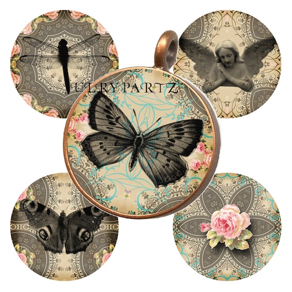 VINTAGE IMAGE Mandalas 1x1 Round Tiles, Affirmation ,Printable Digital Images, Cards