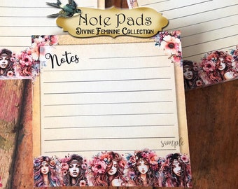 Handmade 3x3 NOTE PADS • Custom Note Pad • Art Note Pad • Girly Note Pad • Floral Note Pad • Feminine Notes • Divine Feminine