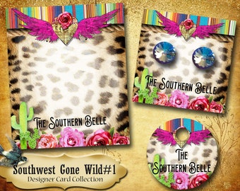 SOUTHWEST GONE WILD #1•Custom Tags •Labels •Earring Display• Necklace Cards• Custom •Boutique Card• Custom Earring Cards• Custom Labels