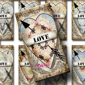 LABOHEME Hearts, 1x2 images, Printable Digital Images, Cards, Gift Tag