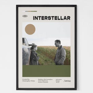 Interstellar Movie Poster, Interstellar Print, Christopher Nolan, Vintage tv show poster, Minimalist Art, Retro Poster, Vintage Poster.