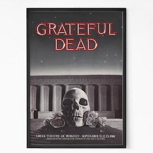Grateful Dead 1981 Greek Theatre Vintage Concert Poster. Rock Band Poster. Music Poster. Vintage Poster. Concert Poster. Printable.