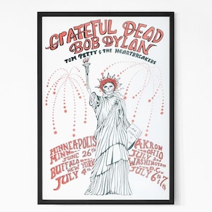 Grateful Dead Bob Dylan Washington, New York Vintage Concert Poster. Rock Band Poster. Music Poster. Concert Poster. Printable.