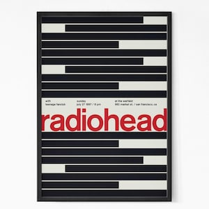 Radiohead 1997 San Francisco Vintage Concert Poster. Tom Yorke, Rock Band Poster. Music Poster. Vintage Poster. Concert Poster. Printable.