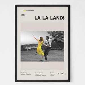 La La Land Movie Poster, Ryan Gosling, Emma Stone, Vintage tv show poster, Minimalist Art, Retro Poster, Vintage Poster.