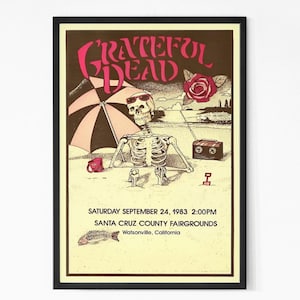 Grateful Dead 1983 California Vintage Concert Poster. Rock Band Poster. Music Poster. Concert Poster. Printable.