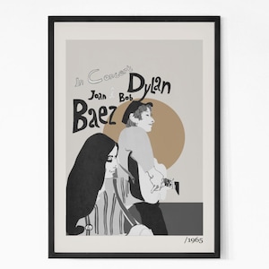 Bob Dylan and Joan Baez 1965 US Tour Special Design Vintage Concert Poster. Bob Dylan Poster. Music Poster. Vintage Poster. Concert Poster.