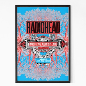 Radiohead 2012 Acl Live at the Moody Theater  Vintage Concert Poster. Tom Yorke, Rock Band Poster. Music Poster. Concert Poster. Printable.