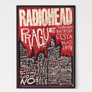 Póster vintage del concierto de Radiohead en Praga 2023. Póster de Tom Yorke, banda de rock. Póster musical. Póster vintage. Póster de concierto. Imprimible.