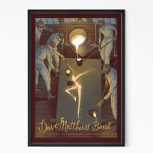 Póster vintage del concierto de Dave Matthews Band 2016 en Burgettstown, Pensilvania. Póster de banda de rock. Póster musical. Póster vintage. Póster de concierto. Imprimible.