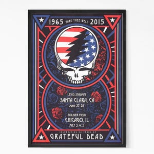 Grateful Dead 2015 CA Levi&#39;s Stadium Santa Clara CA Vintage Concert Poster. Rock Band Poster. Music Poster. Concert Poster. Printable.