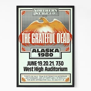 Grateful Dead 1980 Alaska Vintage Concert Poster. Rock Band Poster. Music Poster. Vintage Poster. Concert Poster. Printable.