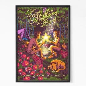 Póster vintage del concierto de Dave Matthews Band 2019 en Elkhorn, EE. UU. Póster de banda de rock. Póster musical. Póster vintage. Póster de concierto. Imprimible.