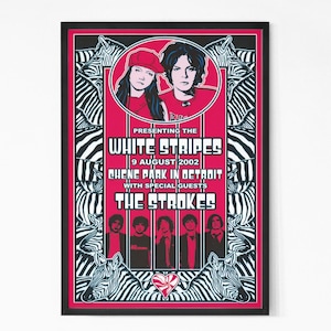 The White Stripes 2002 Chene Park, US Vintage Concert Poster. Rock Band Poster. Music Poster. Vintage Poster. Concert Poster. Printable.