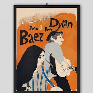 Póster de la gira estadounidense de 1965 de Bob Dylan y Joan Baez. Póster de concierto vintage. Póster de Bob Dylan. Póster musical. Póster vintage. Póster de concierto.