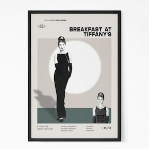 Breakfast at Tiffany&#39;s 1961 Movie Poster, Audrey Hepburn, Minimalist Art, Retro Poster, Vintage Poster, Home Wall art.