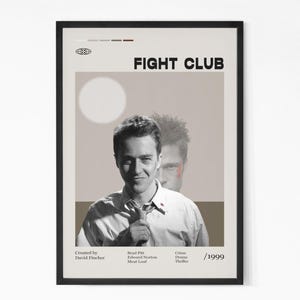 Fight Club 1999 Movie Poster, David Fincher Movie, Brad Pitt, Edward Norton, Minimalist Art, Retro Poster, Home Wall art.