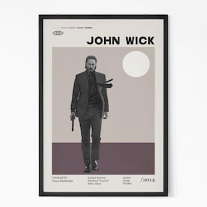 Vintage Inspired Movie Poster, Chad Stahelski Movie, Keanu Reeves, Vintage tv show poster, Minimalist Art, Retro Poster, Vintage Poster.