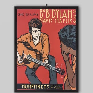 Bob Dylan 2016 Humphreys Concerts by the bay Vintage Concert Poster. Bob Dylan Poster. Music Poster. Vintage Poster. Concert Poster.