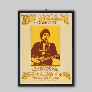 Bob Dylan 1990 Tulsa, Oklahama Vintage Concert Poster. Bob Dylan Poster. Music Poster. Vintage Poster. Concert Poster.