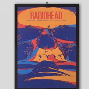 Pôster vintage do show do Radiohead de 2008 em Nova Jersey. Pôster de Tom Yorke, banda de rock. Pôster musical. Pôster vintage. Pôster de show. Para impressão.