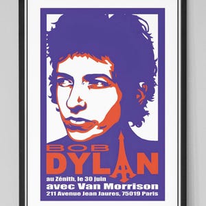 Bob Dylan and Van Morrison 1999 Paris Poster Vintage Concert Poster. Bob Dylan Poster. Music Poster. Vintage Poster. Concert Poster.