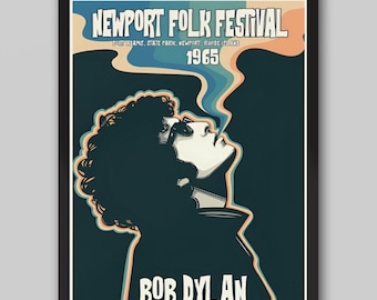 Bob Dylan 1965 Newport Folk Festival Vintage Concert Poster. Bob Dylan Poster. Music Poster. Vintage Poster. Concert Poster.