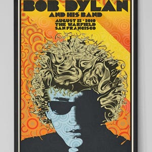 Bob Dylan 2010 San Francisco Vintage Concert Poster. Bob Dylan Poster. Music Poster. Vintage Poster. Concert Poster.