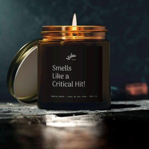 Gift for Gamers, Critical Hit, Scented Candle, Funny Gamer Quote, Coconut Apricot Wax, Candle Light, Gaming Decor, Video Game Lover