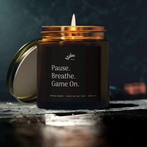 Gift for Gamers, Pause Breathe Game On, Scented Candle, Funny Gamer Quote, Coconut Apricot Wax, Candle Light, Gaming Decor, Video Game Lover