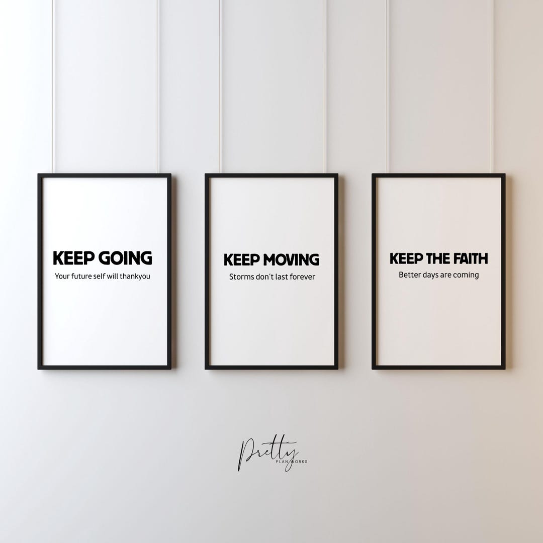 Minimalist Motivational Wall Art Set of 3 – Black and White Printable ...