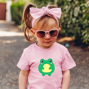 Cute Frog Toddler Tee Child's Summer Shirt Neutral Little Girl Boy Gift Playtime Cartoon Tee Kids Graphic Tee Birthday Outfit Outdoor Tee