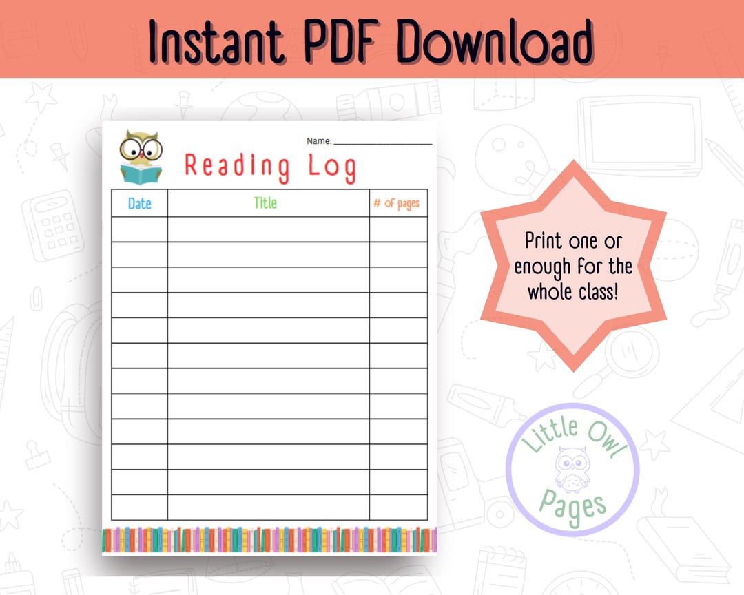 Children's Printable Reading Log - Etsy