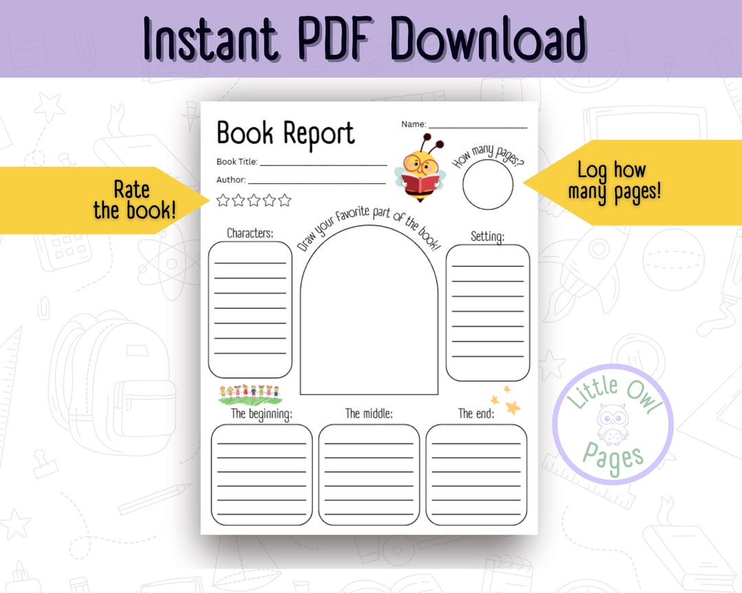 Children's Printable Book Report - Etsy