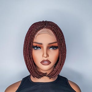 Peluca trenzada bob: peluca trenzada africana, color 27 mezcla burdeos