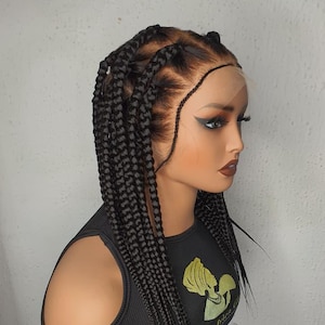 Jumbo Box Braid Wig: Handmade Black Braided Wig