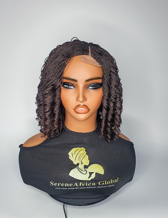 Twist Braid Wig: Shoulder Length, Color 33, Lace Closure - Etsy display picture 1