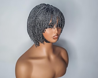 Braided Wigs, Messy  braid Wig, Bob Braid Wig, African Braid Wig, Nigerian Braid Wig, Braid Wig For Black Women, Short Braid Wig, Grey Wig