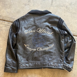 Vintage Guess Leather Jacket - Etsy